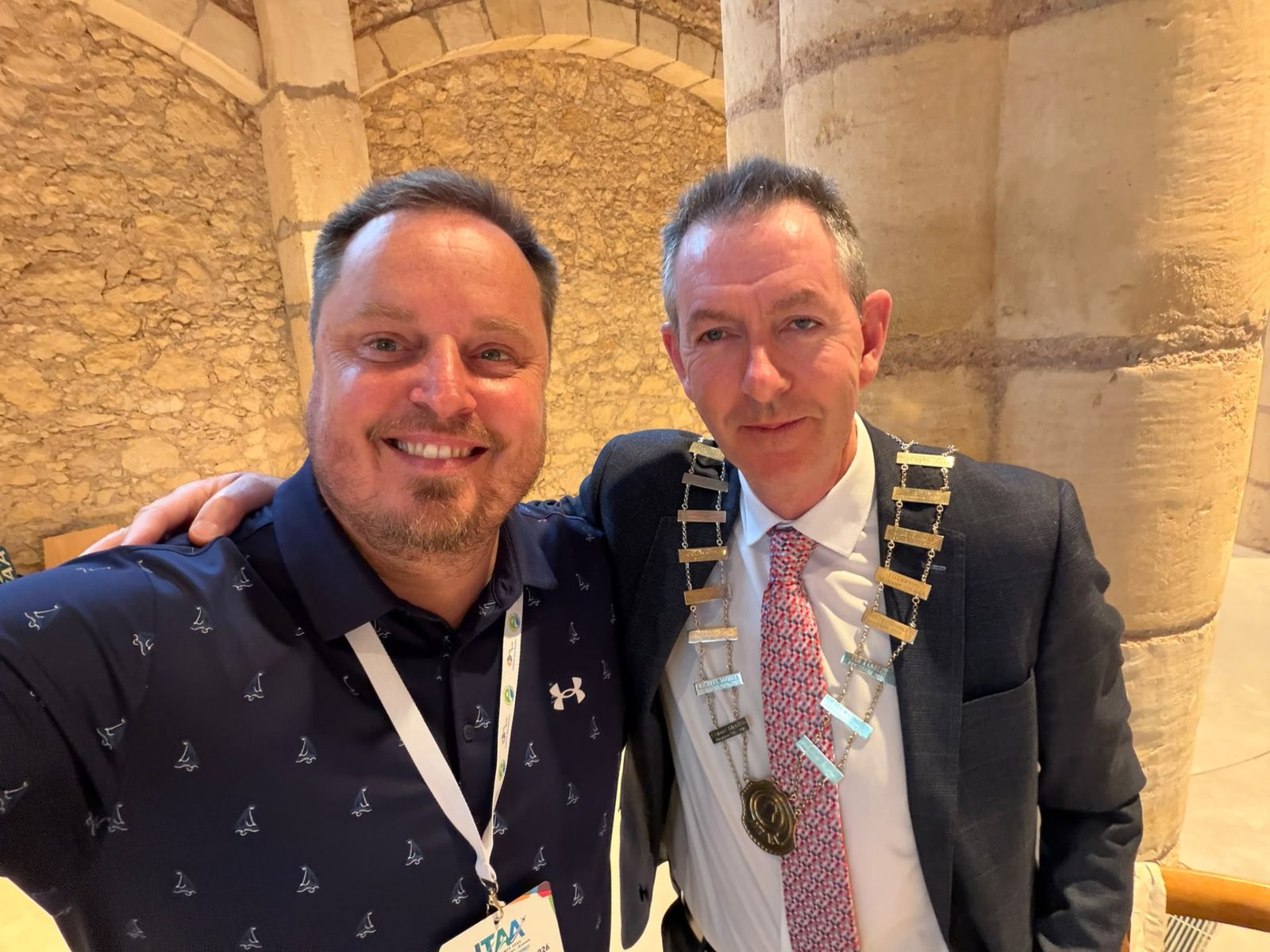 Chris North of Travel Ledger with Tom Randles, President of the Irish Travel Agents Association, at the ITAA Annual Conference 2026